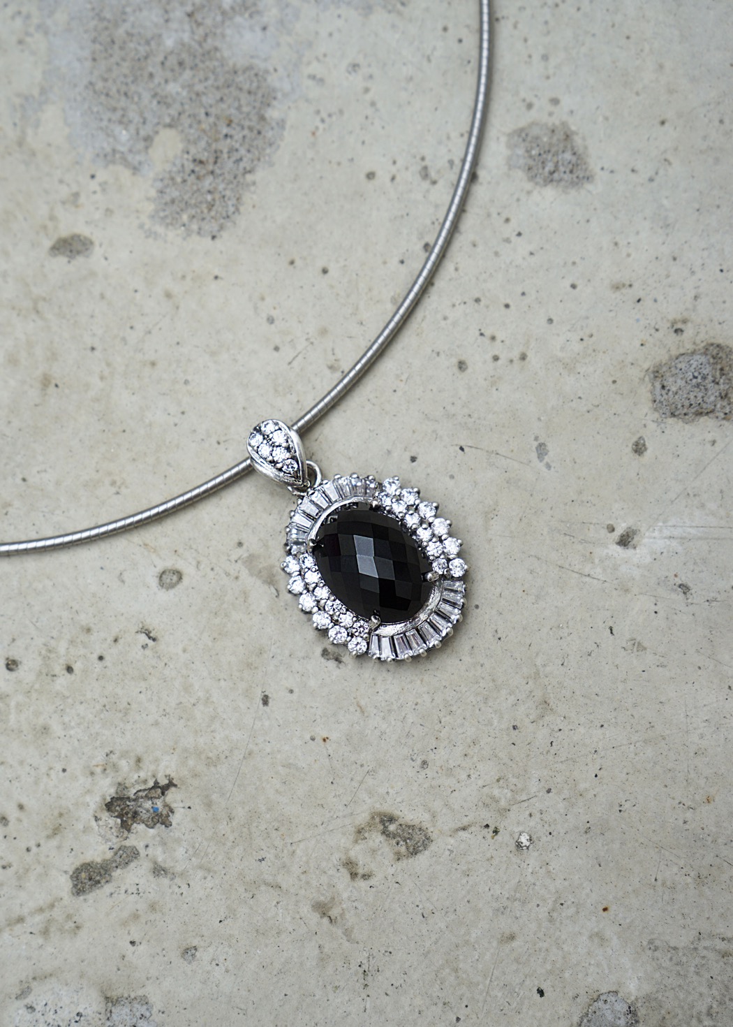 Black Spinel & CZ Pendant