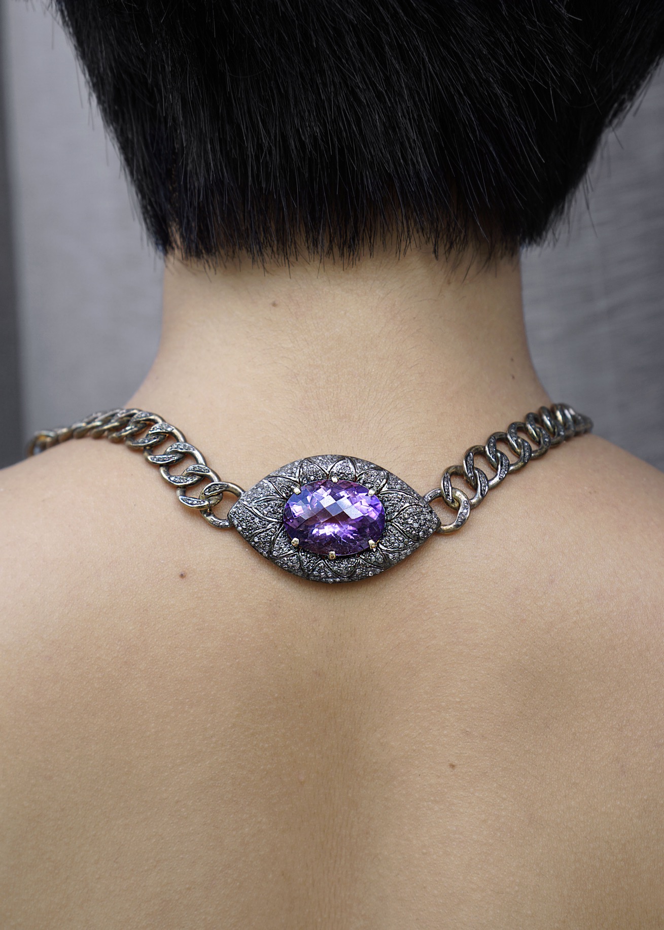 Amethyst & Grey Diamond Necklace