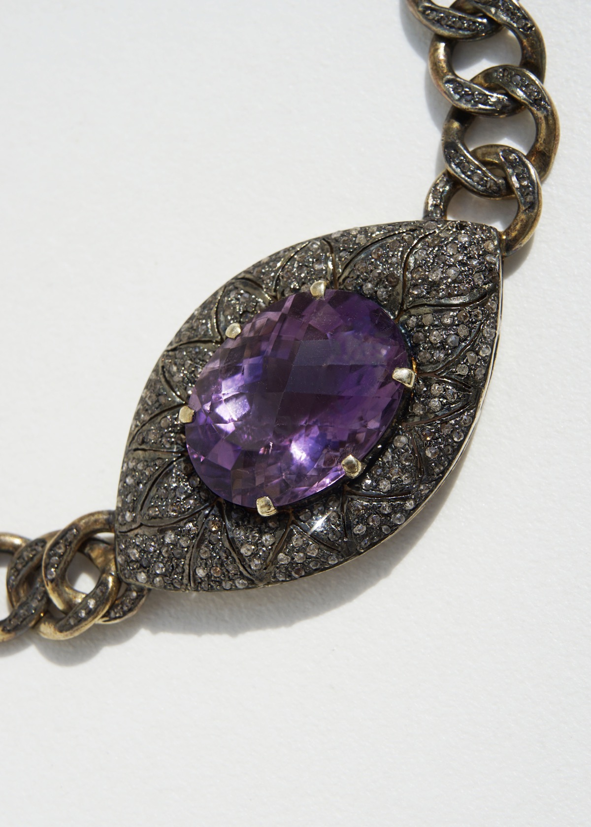 Amethyst & Grey Diamond Necklace