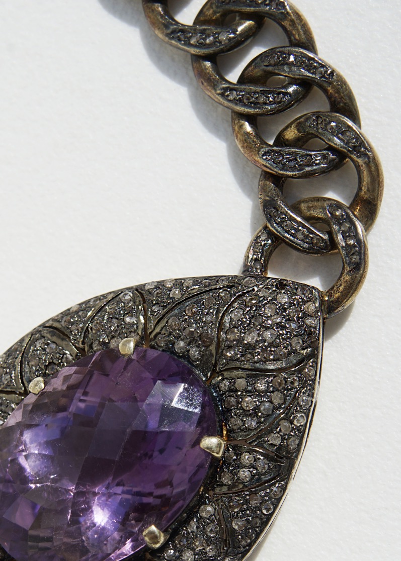 Amethyst & Grey Diamond Necklace