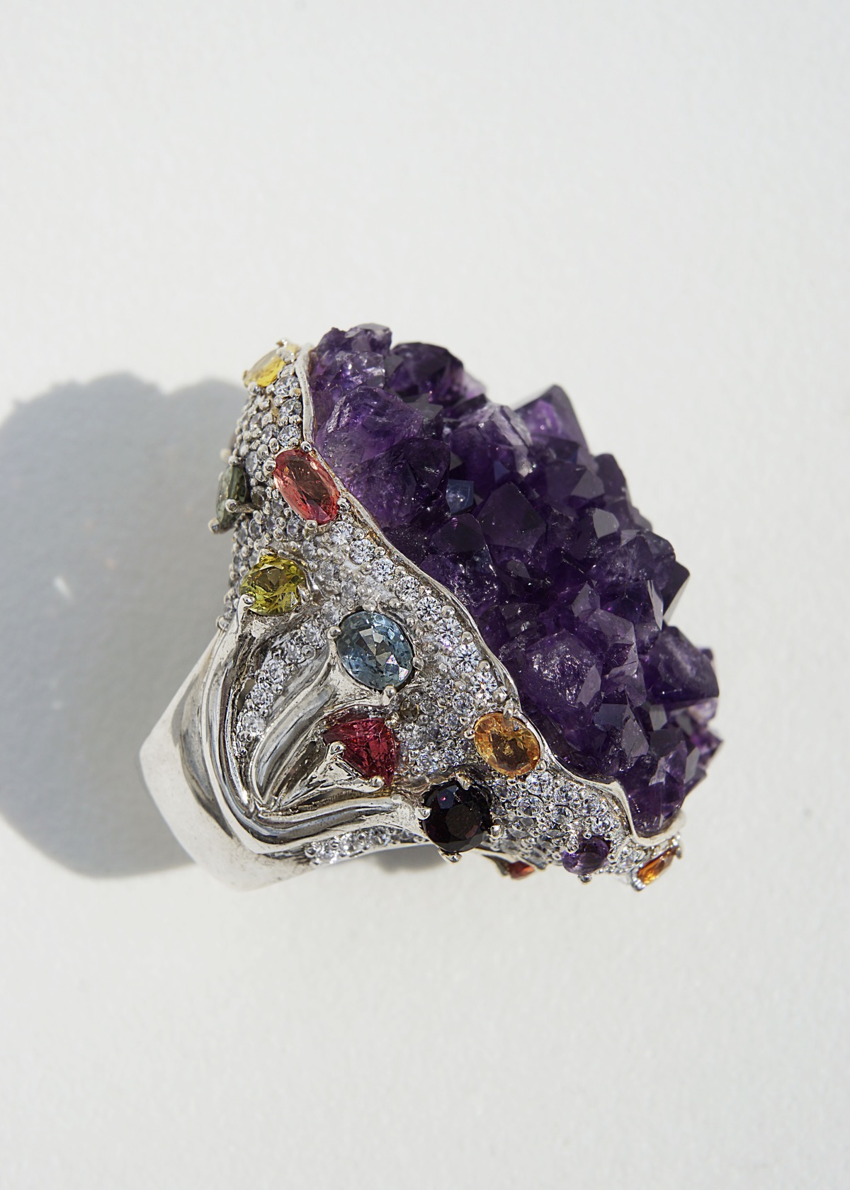 Raw Amethyst & Sapphire Ring