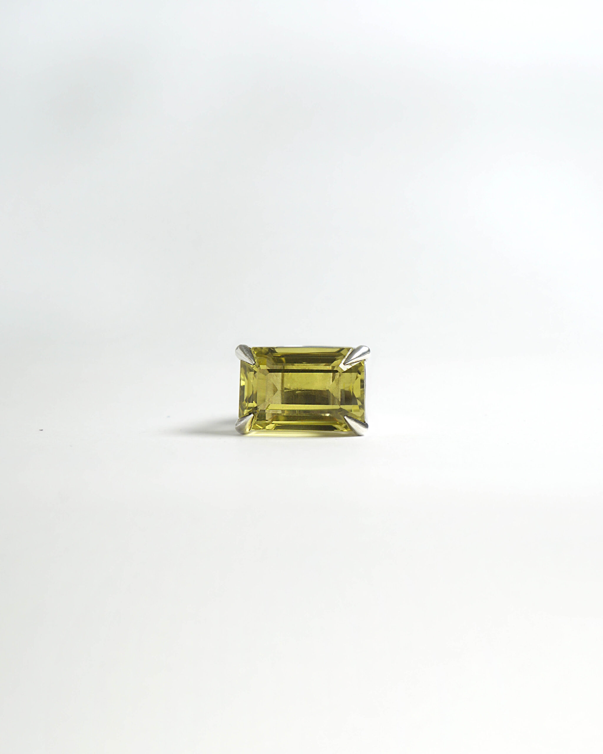 Lemon Quartz Rectangle Ring