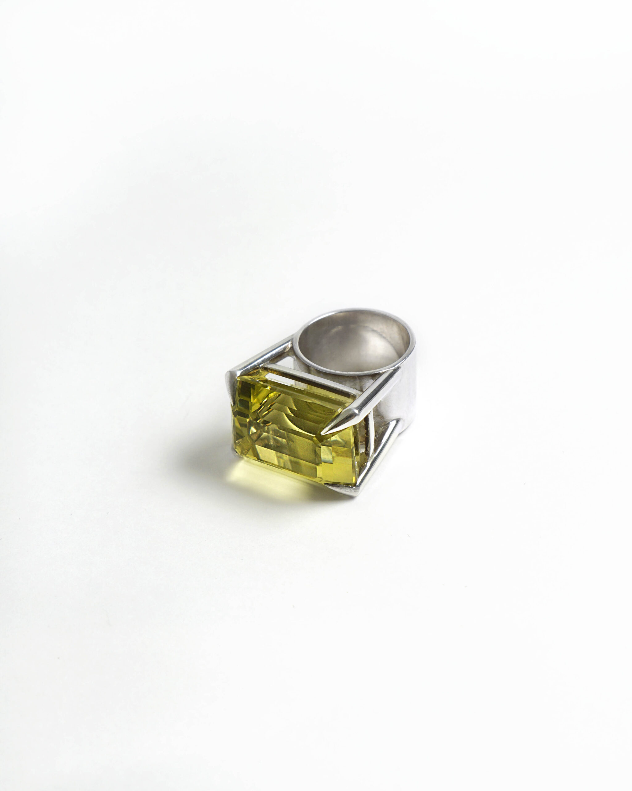 Lemon Quartz Rectangle Ring