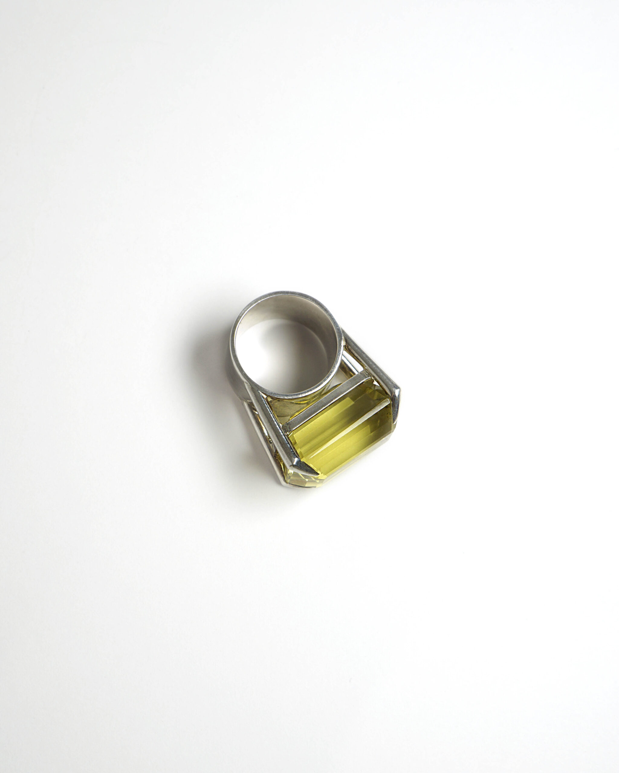 Lemon Quartz Rectangle Ring