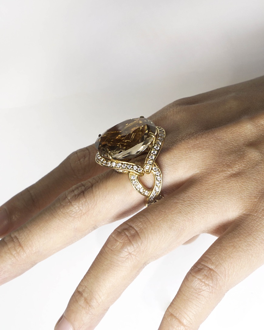 Smokey Quartz Cable Ring