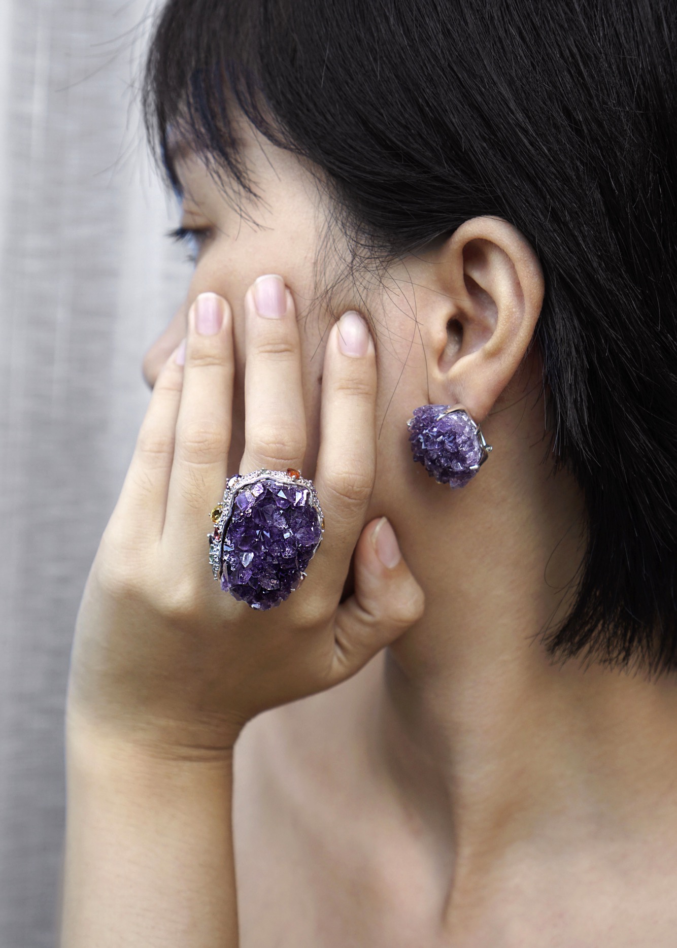 Raw Amethyst & Sapphire Ring