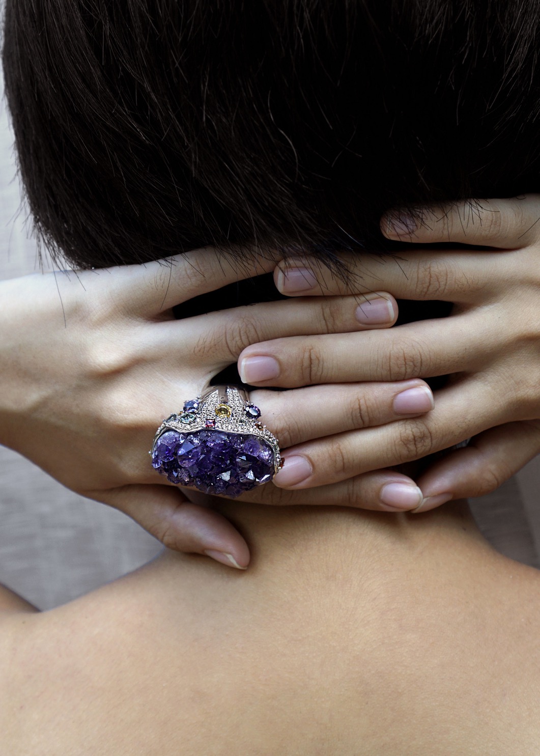 Raw Amethyst & Sapphire Ring