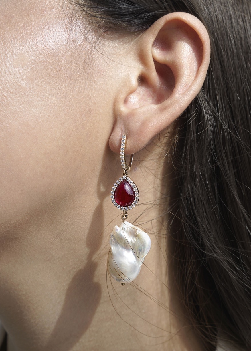 Baroque Pearl & Ruby Earrings_DSC2228