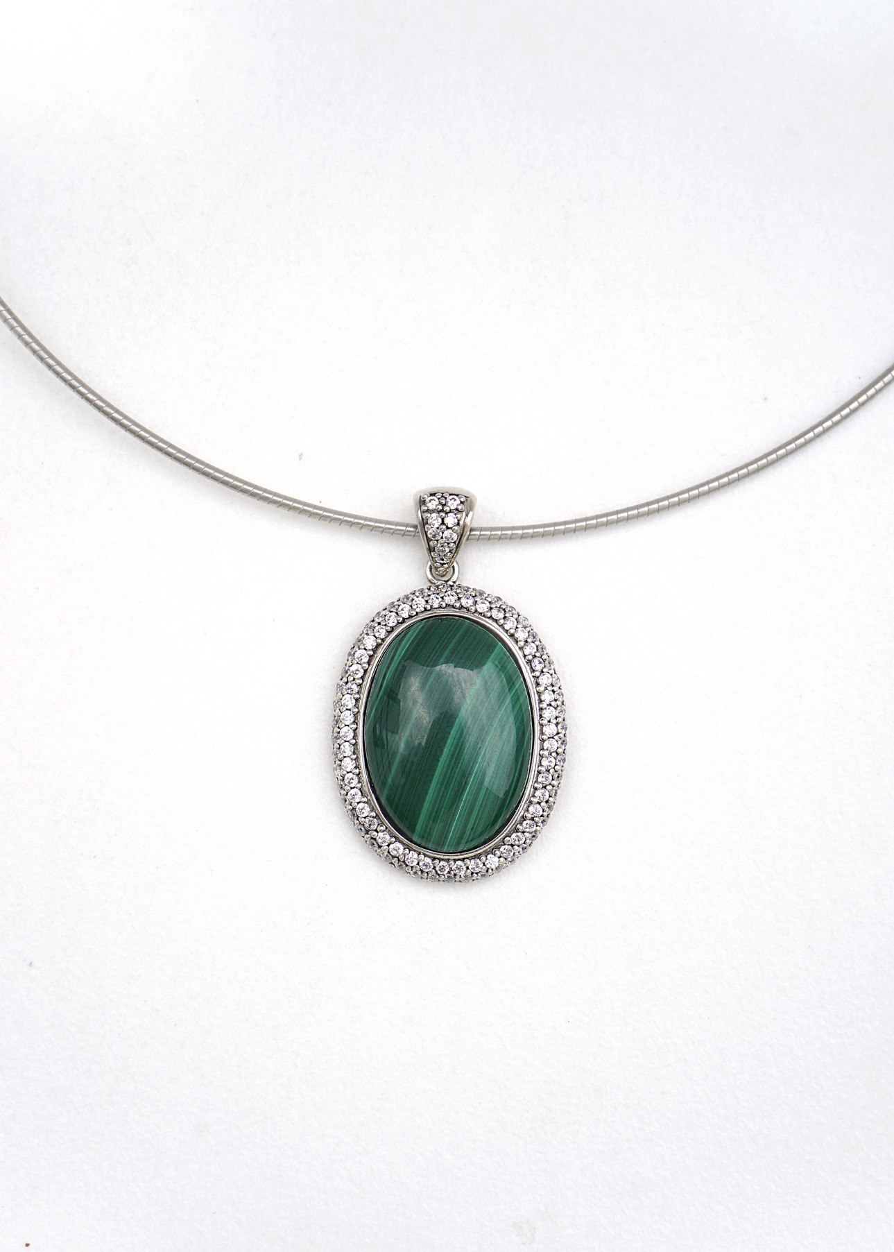 Malachite CZ Halo Pendant_DSC2396